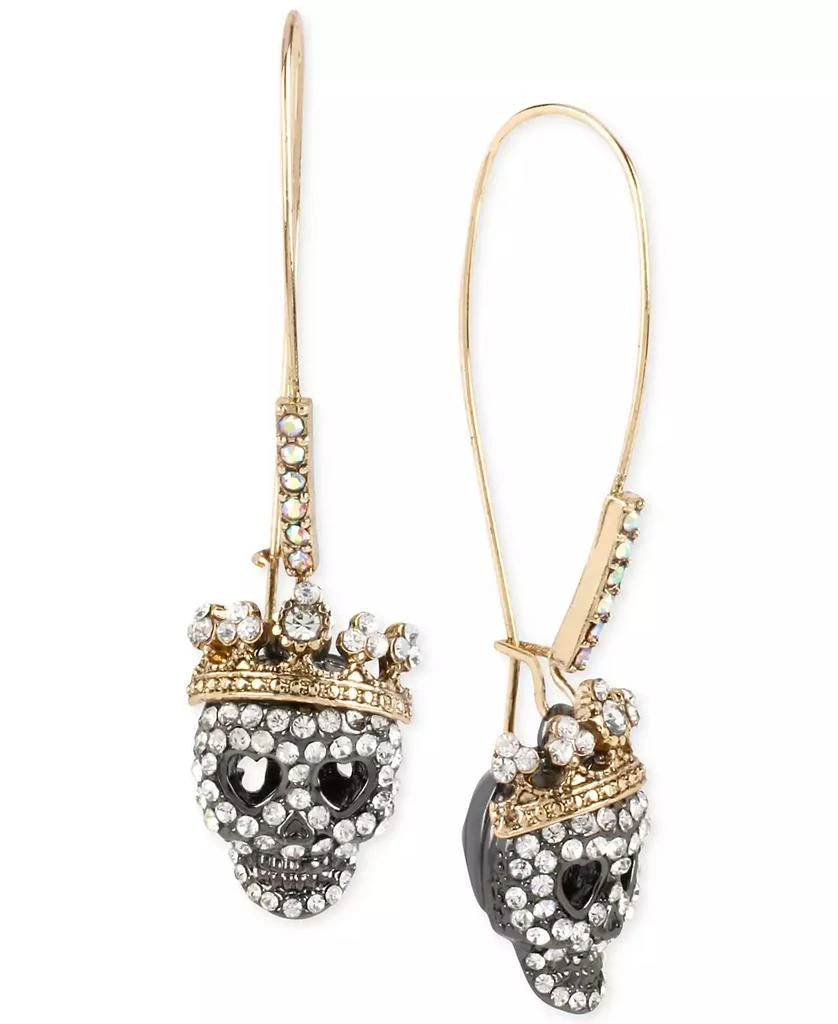 商品Betsey Johnson|Betsey Johnson Two-Tone Pavé Skull Long Drop Earrings耳钉,价格¥260,第1张图片