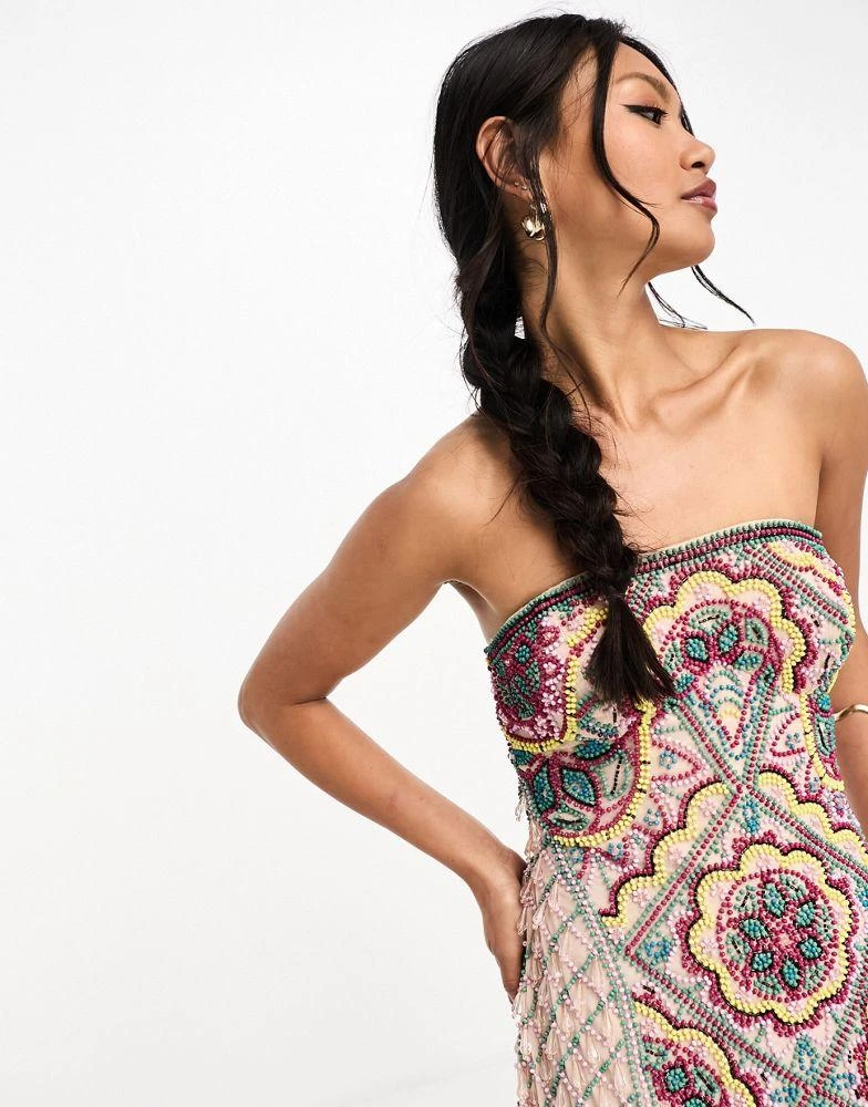 商品ASOS|ASOS DESIGN embellished floral bandeau mini dress in multicolour,价格¥596,第4张图片详细描述