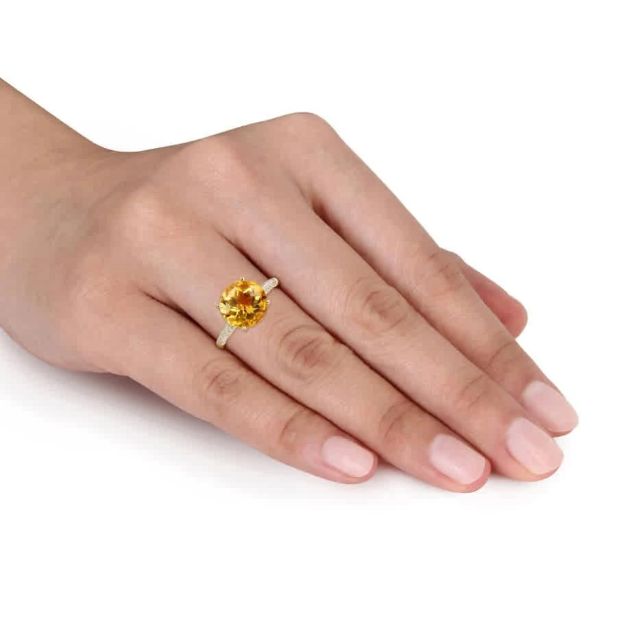 商品Amour|1/5 CT Diamond TW And 3 1/3 CT TGW Citrine Fashion Ring 14k Yellow Gold GH SI,价格¥4448,第3张图片详细描述