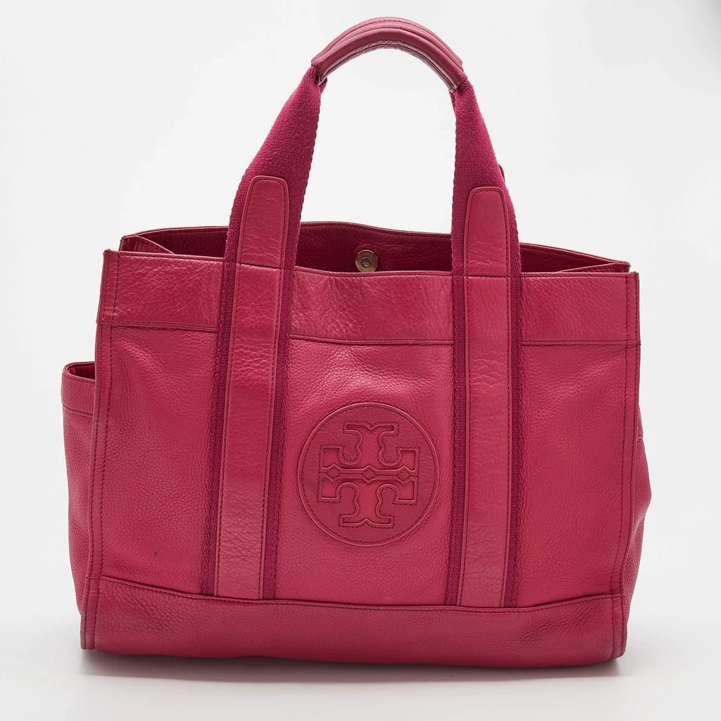商品[二手商品] Tory Burch|Tory Burch Pink Leather Logo Embossed Shopper Tote,价格¥1327,第1张图片