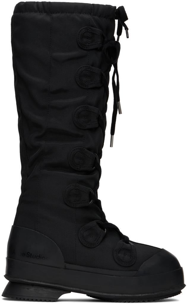 Black Vulcanized Lace-Up Boots商品第1张图片规格展示
