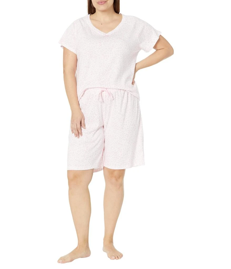商品Karen Neuburger|Plus Size Short Sleeve V-Neck Bermuda PJ Set,价格¥417,第1张图片