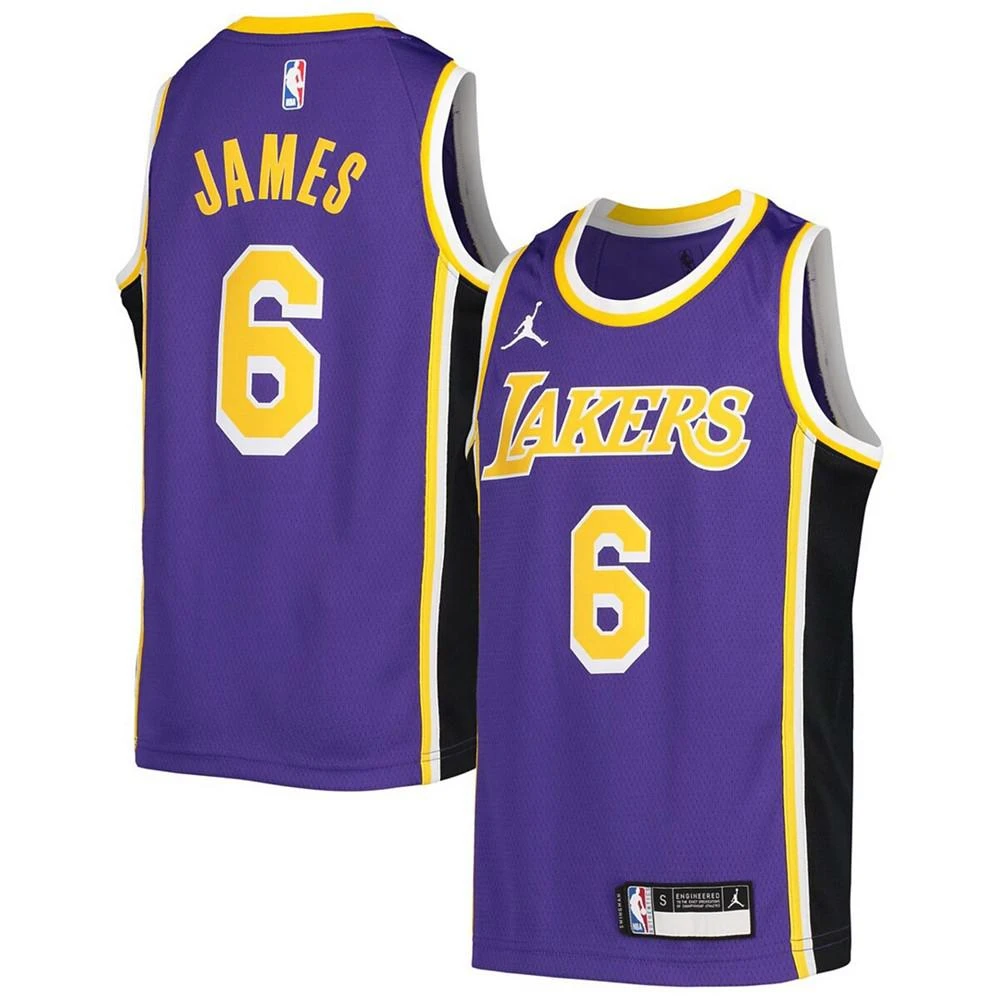 商品Jordan|Youth LeBron James Purple Los Angeles Lakers 2020/21 Player Jersey - Statement Edition,价格¥558,第1张图片