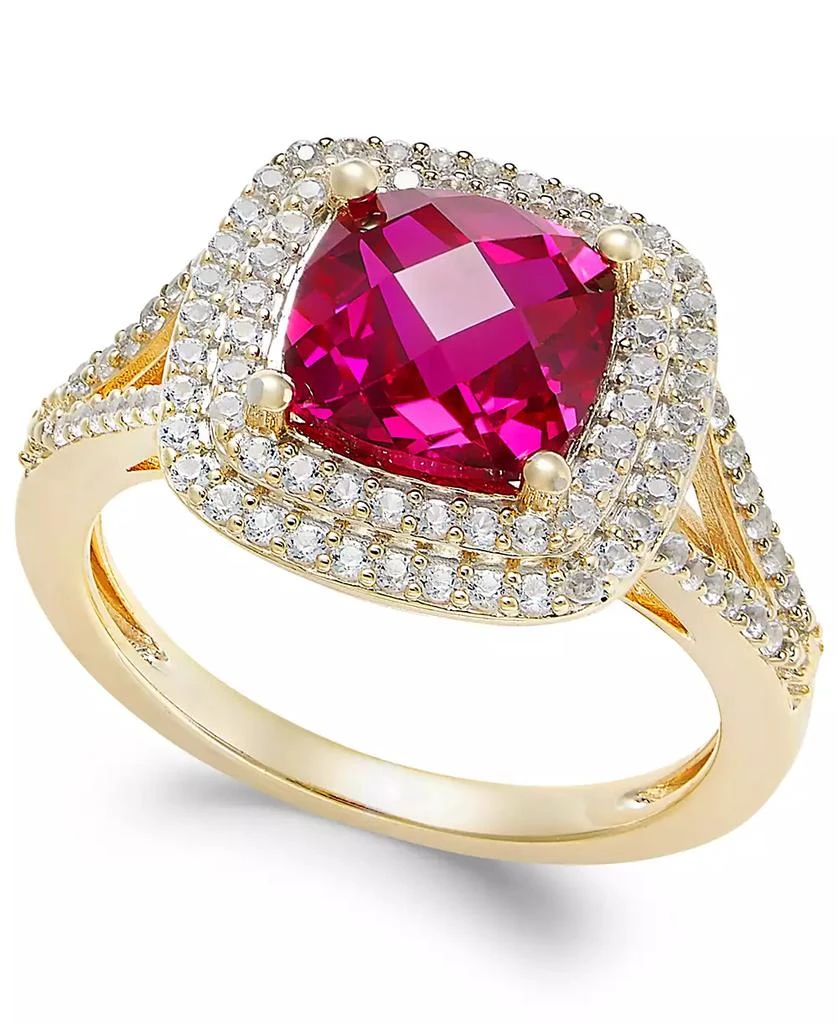 商品Macy's|Lab-Grown Ruby (2-1/2 ct. t.w.) and White Sapphire (1/2 ct. t.w.) Ring in 14k Gold-Plated Sterling Silver,价格¥1355,第1张图片