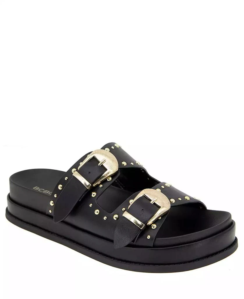 商品BCBG|Women's Barah Chunky Footbed Double Buckle Slip-On Sandals,价格¥320,第1张图片