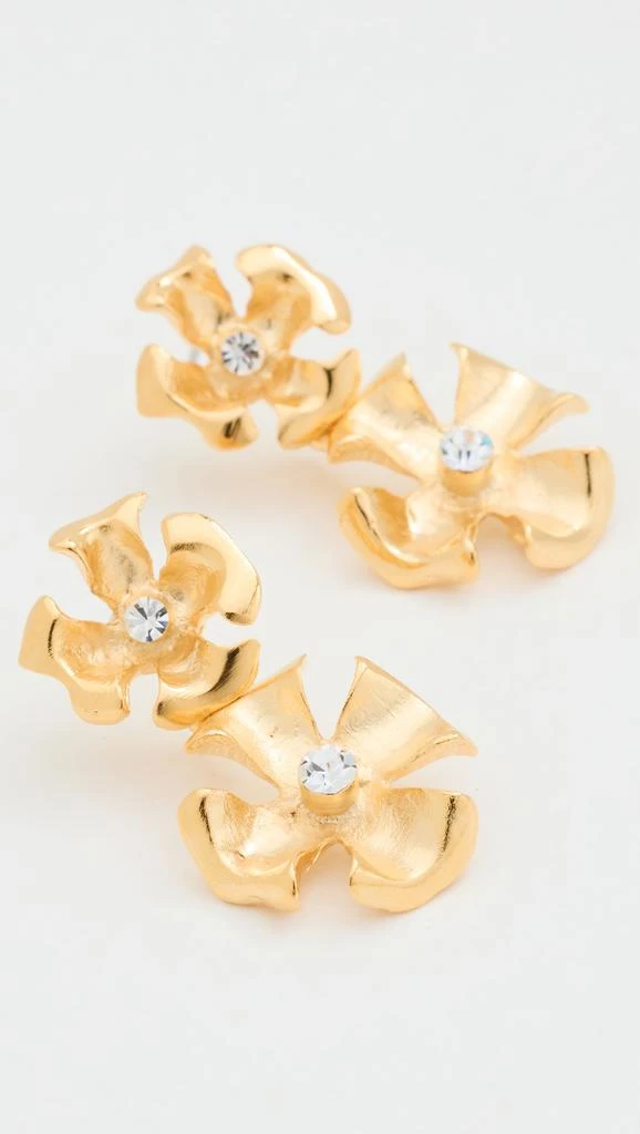 商品Kenneth Jay Lane|Crystal Center Flower Drop Pierced Earrings,价格¥759,第3张图片详细描述