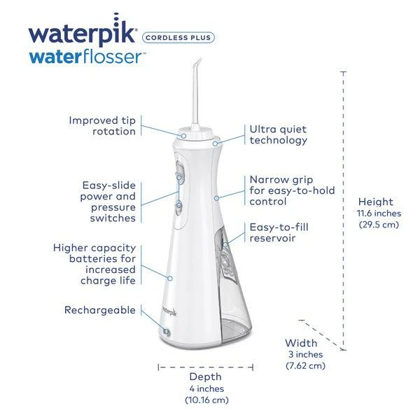 商品Waterpik|Waterpik Cordless Plus Cordless Water Flosser 490 White,价格¥451,第2张图片详细描述