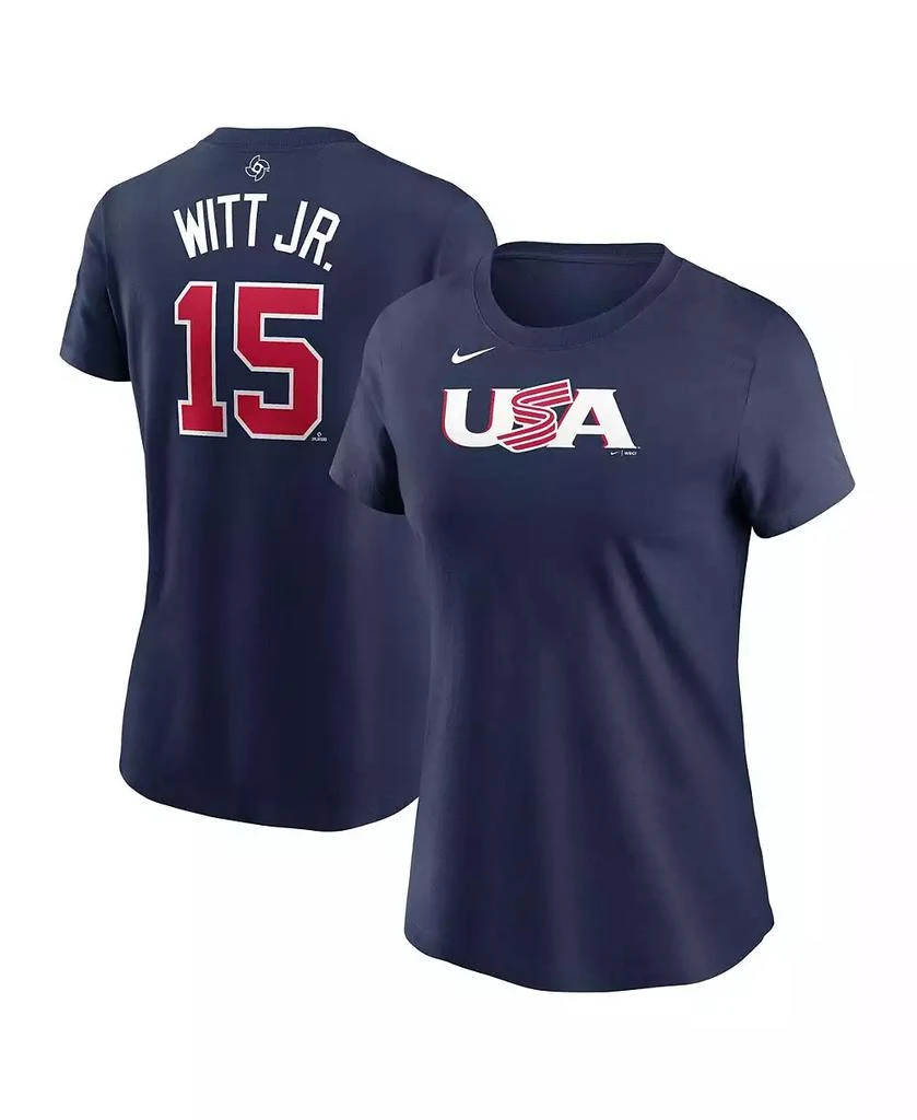 商品NIKE|Women's Bobby Witt Jr. Navy USA Baseball 2023 World Baseball Classic Name and Number T-shirt,价格¥311,第1张图片