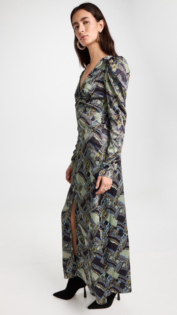 商品Ganni|GANNI 裂纹缎面长连衣裙,价格¥2099,第6张图片详细描述