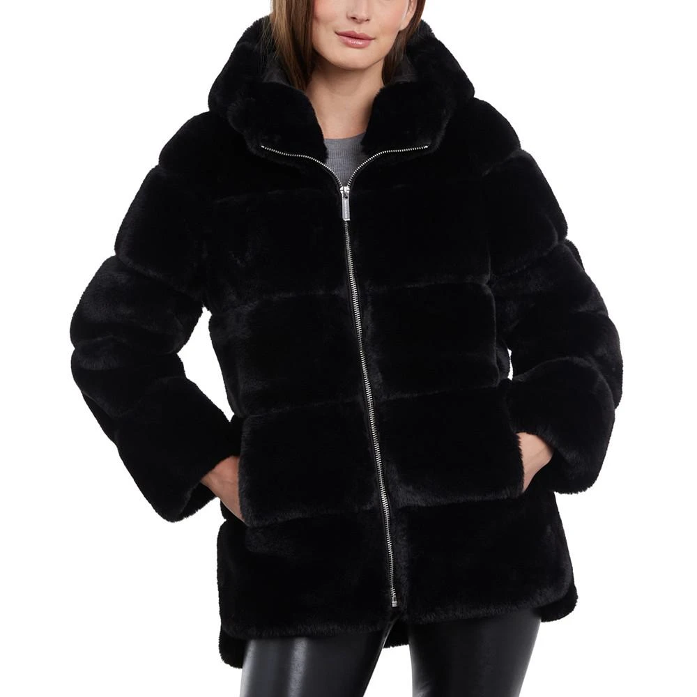 商品Michael Kors|Women's Petite Hooded Faux-Fur Coat,价格¥1859,第1张图片