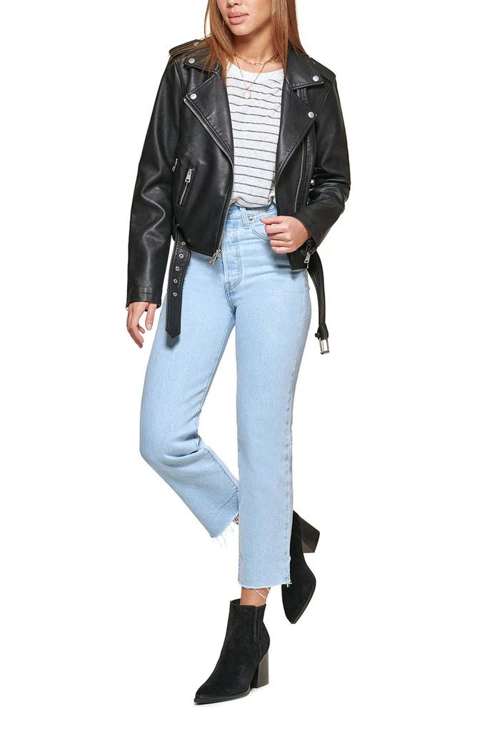 Faux Leather Fashion Belted Moto Jacket 商品