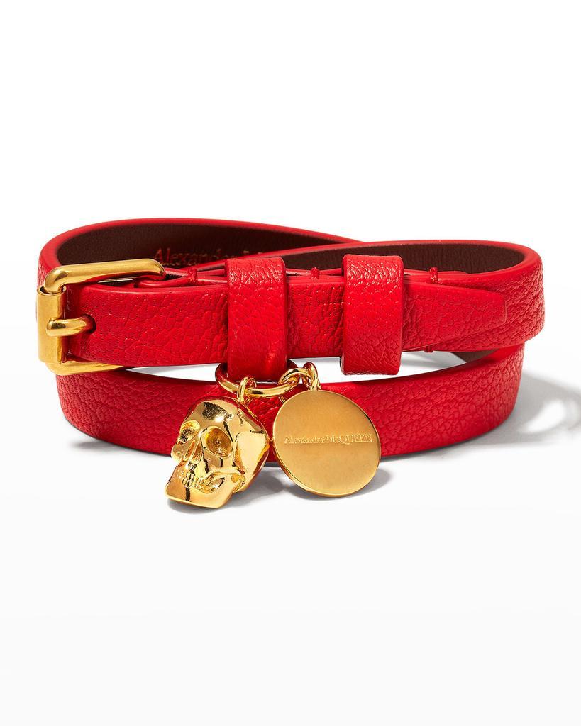 商品Alexander McQueen|Leather Double Wrap Charm Bracelet,价格¥1677,第1张图片