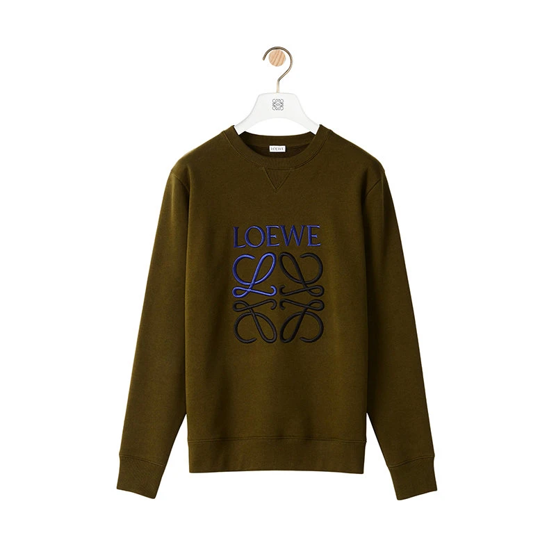 商品Loewe|【预售3-7天】LOEWE/罗意威 22年早春新款 男士深卡其绿色棉质抓绒双色Anagram刺绣卫衣H526Y24J07-3969,价格¥4946,第4张图片详细描述
