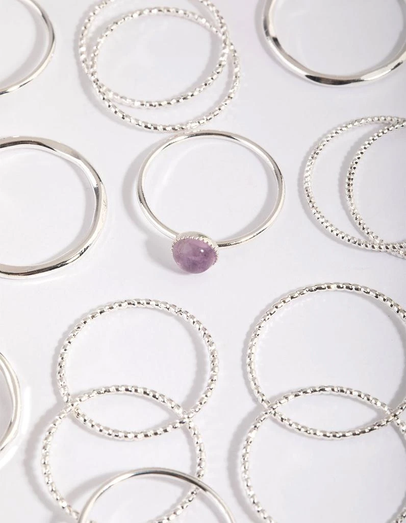 商品Lovisa|Silver Amethyst Ring Stack Pack,价格¥36,第2张图片详细描述