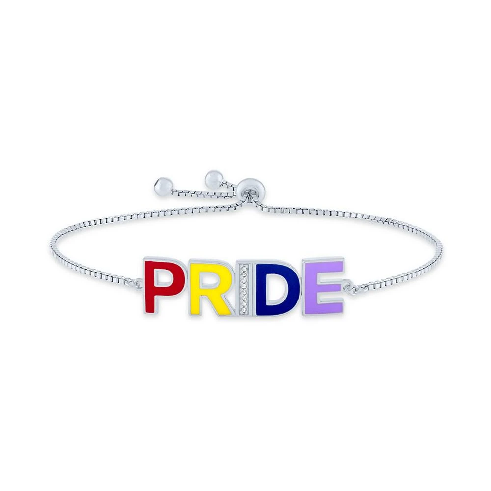 商品Macy's|Diamond Accent Rainbow PRIDE Bolo Bracelet in Sterling Silver,价格¥378,第1张图片