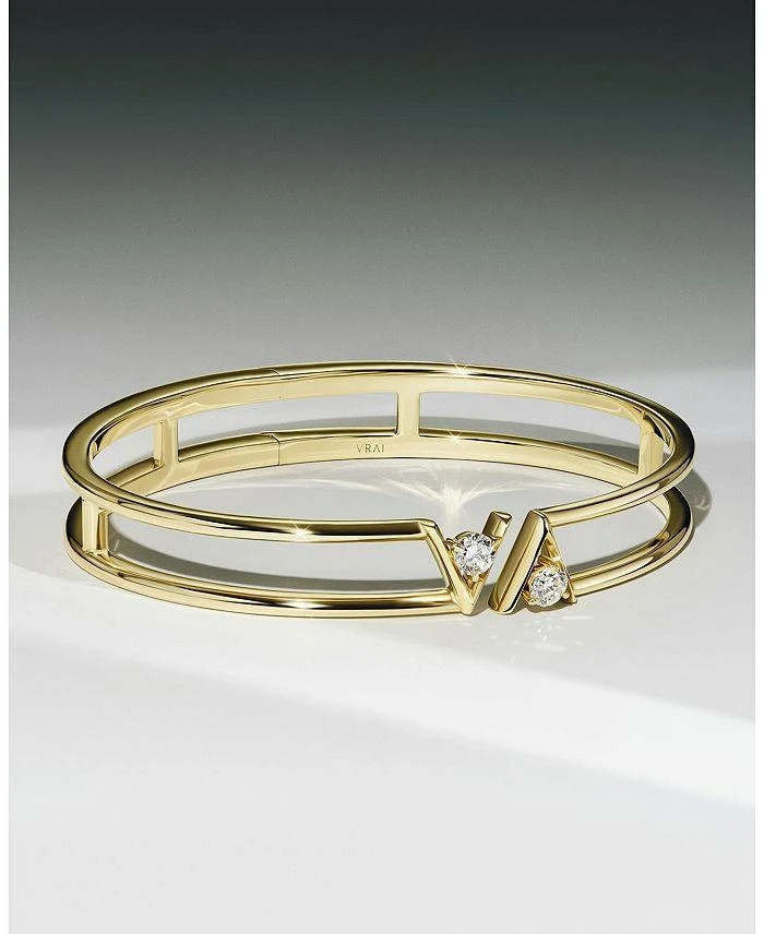 商品VRAI|V Double Row Plain Bangle Bracelet in 14K Gold with .50ctw Round Brilliant Lab Grown Diamonds,价格¥32136,第3张图片详细描述