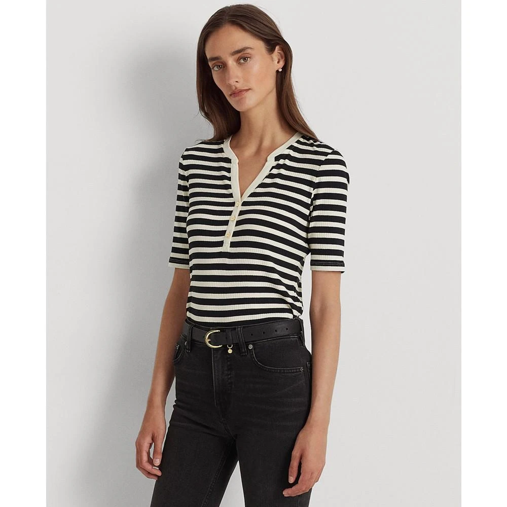 商品Ralph Lauren|Striped Cotton-Blend Henley T-Shirt,价格¥201,第1张图片