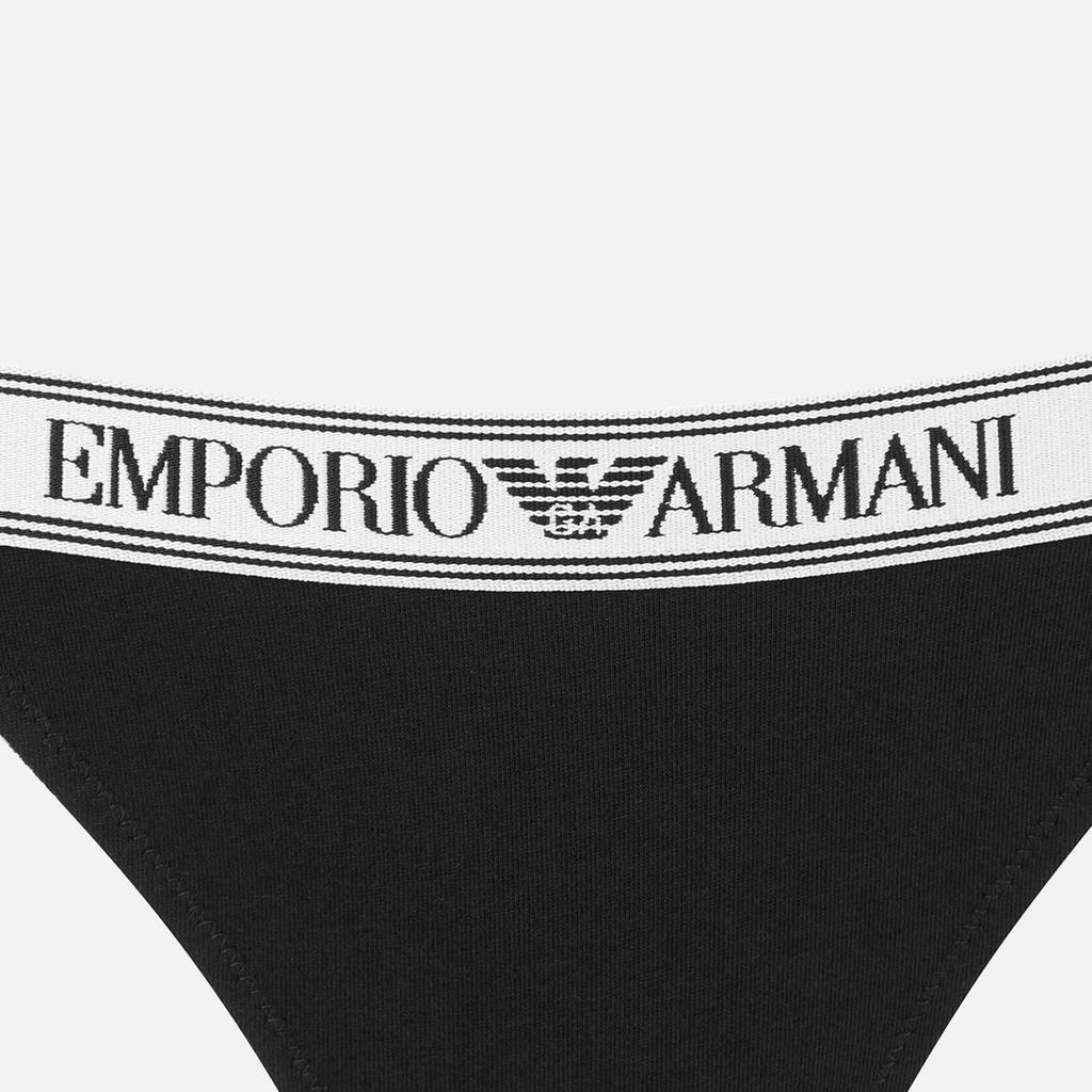 商品Emporio Armani|Emporio Armani Women's Iconic Logoband Bi-Pack T-Thong - Black,价格¥156,第6张图片详细描述