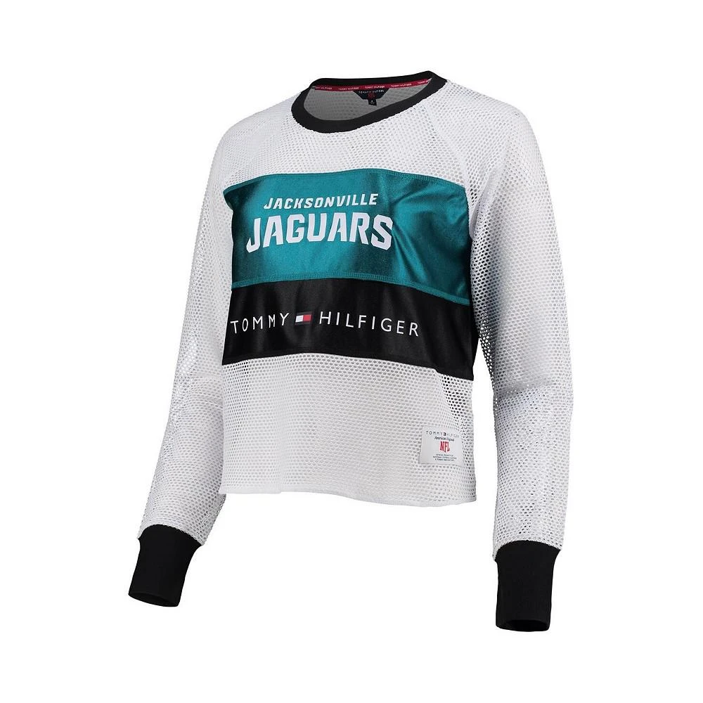 商品Tommy Hilfiger|Women's White and Teal Jacksonville Jaguars Mesh Raglan Long Sleeve T-shirt,价格¥449,第2张图片详细描述