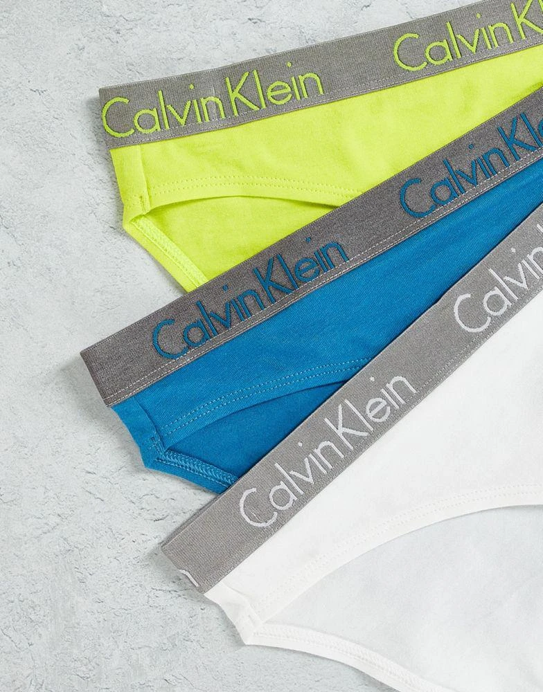 商品Calvin Klein|Calvin Klein Radiant Cotton bikini style brief 3 pack in teal, white and citrus yellow,价格¥252,第3张图片详细描述