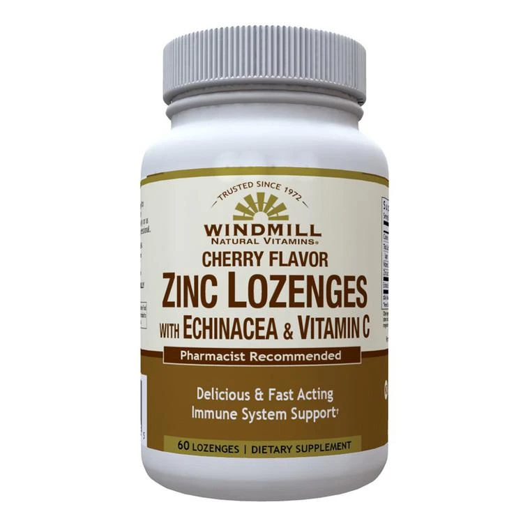 商品Windmill Vitamins|Windmill Zinc Lozenges With Echinacea and Vitamin C, Cherry Flavor, 60 Ea,价格¥46,第1张图片