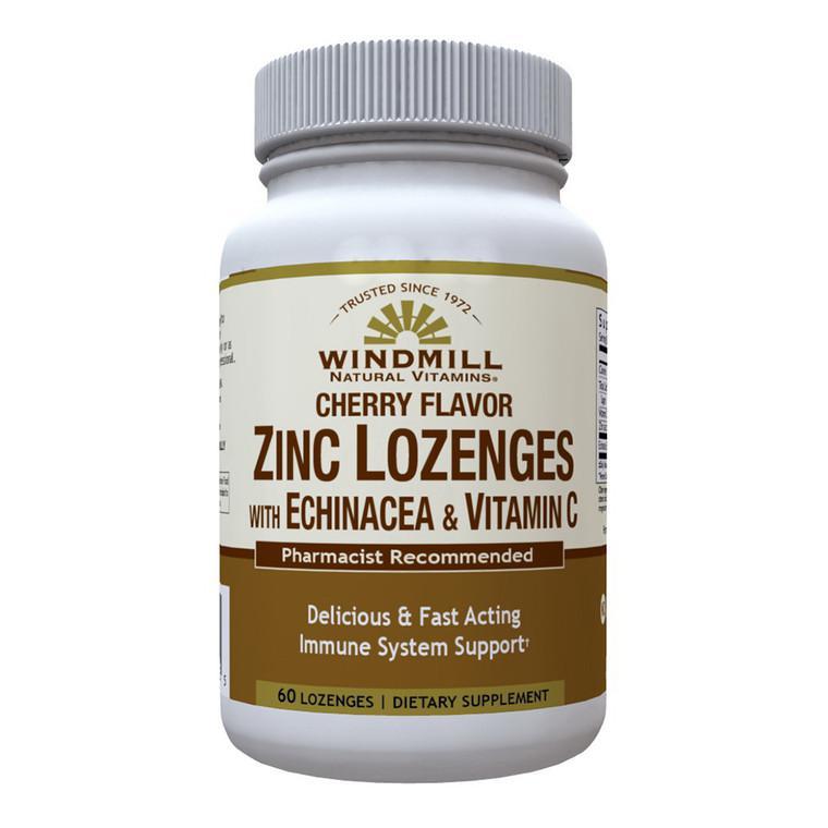 商品Windmill Vitamins|Windmill Zinc Lozenges With Echinacea and Vitamin C, Cherry Flavor, 60 Ea,价格¥56,第1张图片