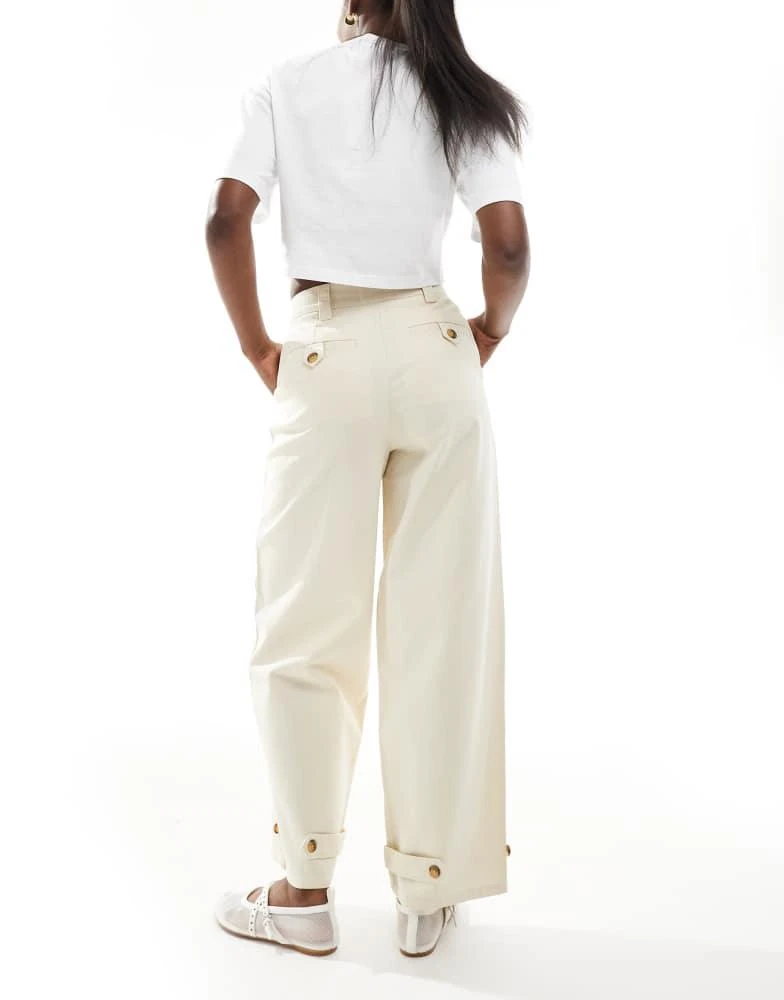 商品ASOS|ASOS DESIGN laundered barrel trousers with tab detail in bone white,价格¥268,第3张图片详细描述