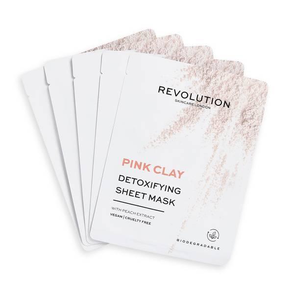 商品Revolution|Revolution Skincare Biodegradable Detoxifying Pink Clay Sheet Mask Set (5 Pack),价格¥90,第1张图片