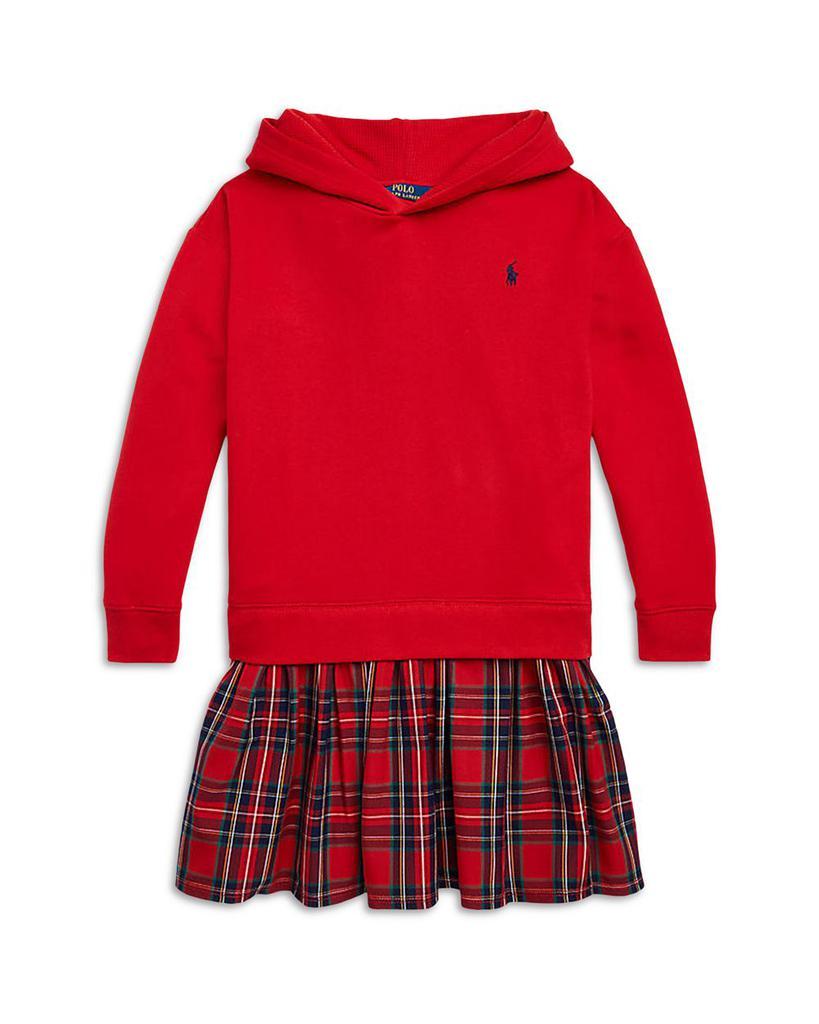 商品Ralph Lauren|Girls' Plaid Fleece Hoodie Dress - Little Kid, Big Kid,价格¥415,第3张图片详细描述