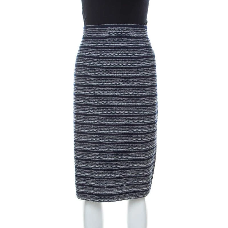 商品[二手商品] St. John|St. John Collection by Marie Gray Navy Blue Striped Knit Skirt XL,价格¥1003,第1张图片