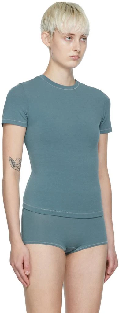 商品SKIMS|Blue Cotton Jersey T-Shirt,价格¥469,第2张图片详细描述