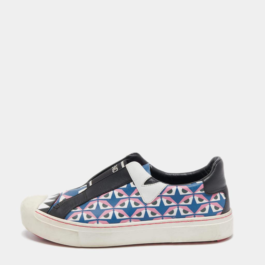 Fendi Multicolor Bug Eye Print Leather Slip On Sneakers Size 38商品第1张图片规格展示