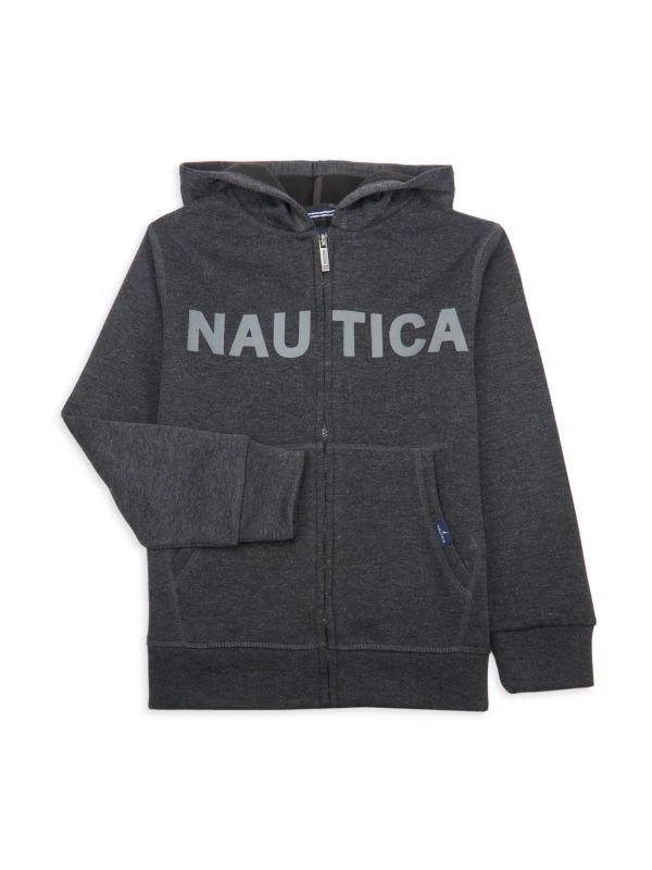 商品Nautica|Boy’s Logo Heathered Zip Hoodie,价格¥121,第1张图片