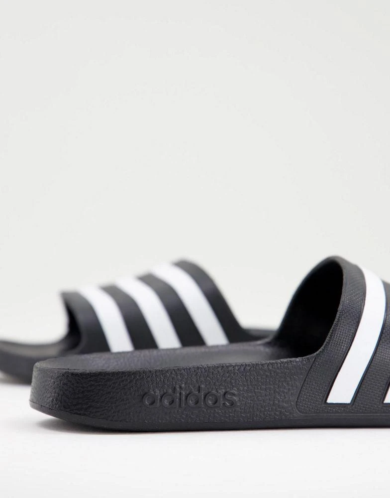 商品Adidas|adidas Swim Adilette white stripe sliders in black,价格¥187,第3张图片详细描述