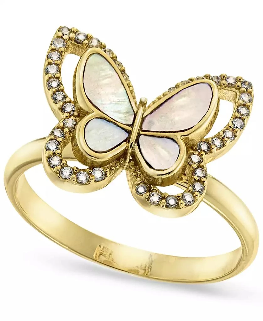 商品Charter Club|Gold-Plate Pavé & Mother-of-Pearl Butterfly Ring, Created for Macy's,价格¥105,第1张图片