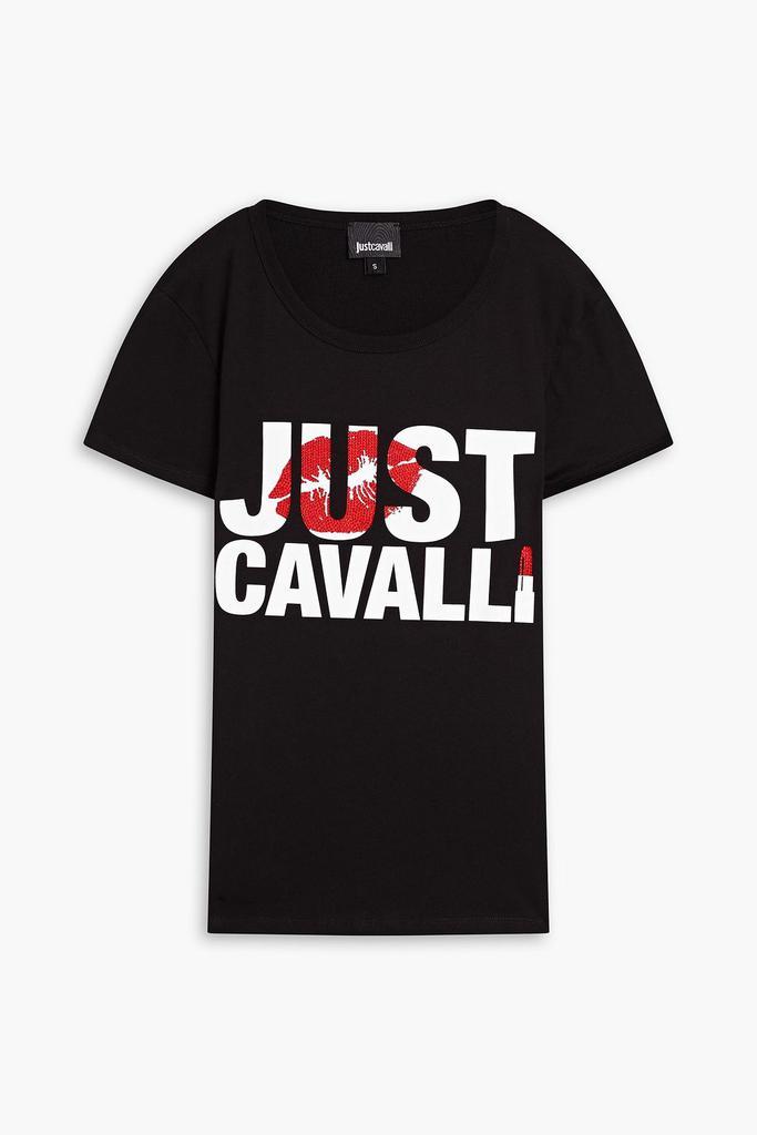 商品Just Cavalli|Embellished logo-print cotton-jersey T-shirt,价格¥487,第5张图片详细描述