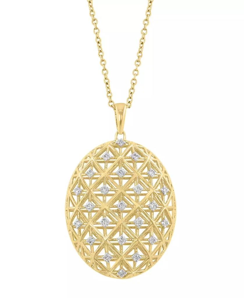 商品Effy|EFFY® Diamond Lattice Openwork Oval 18" Pendant Necklace (1/4 ct. t.w.) in 14k Gold,价格¥8505,第1张图片