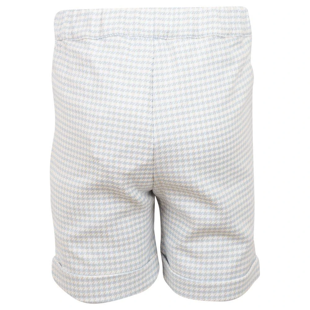 White & Blue Koala Motif Polo Shirt & Check Shorts Set 商品