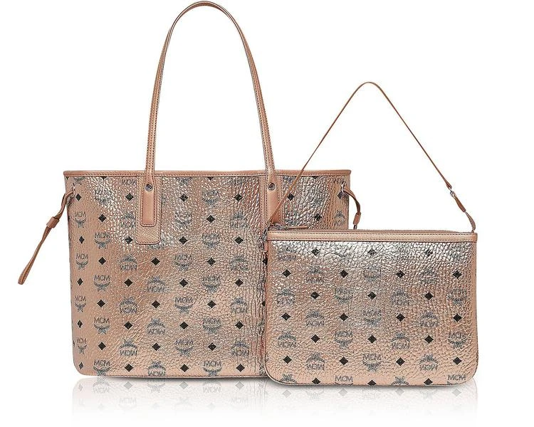 商品MCM|MCM Champagne Gold Visetos Medium Reversible Liz Shopper,价格¥6293,第3张图片详细描述