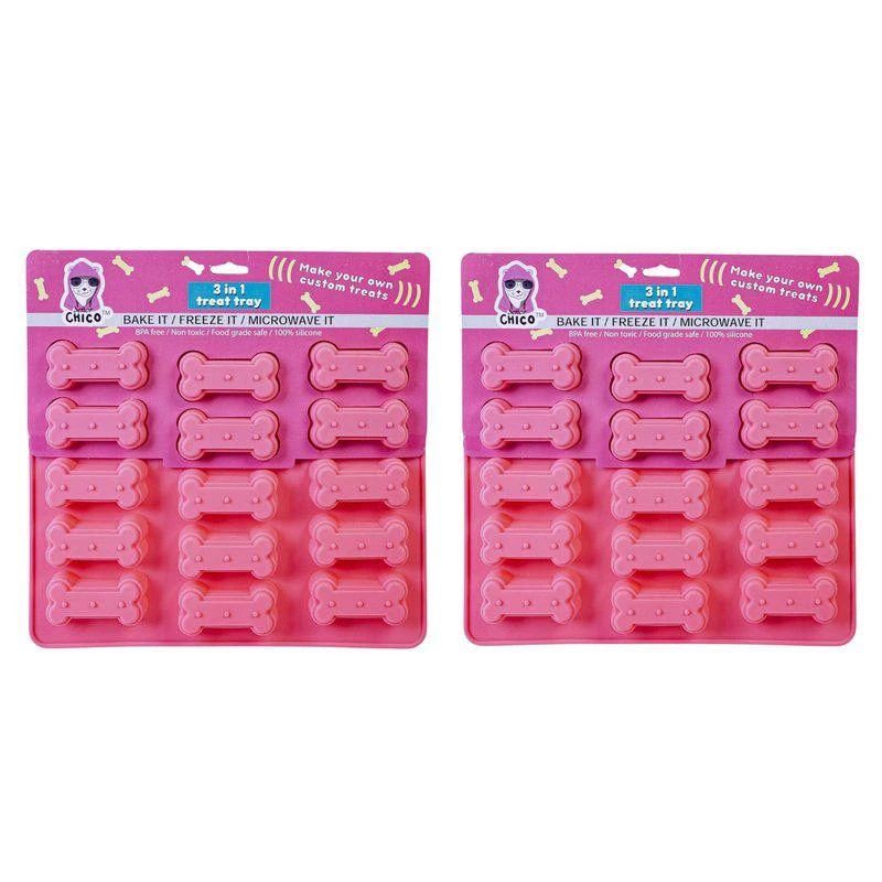 商品American Pet Supplies|Dog Bone 3 In 1 Silicone Baking Treat Tray 2 Pack ONE SIZE,价格¥187,第1张图片