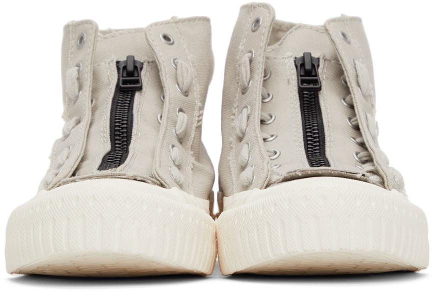 Grey Canvas Front Zip Sneakers商品第2张图片规格展示