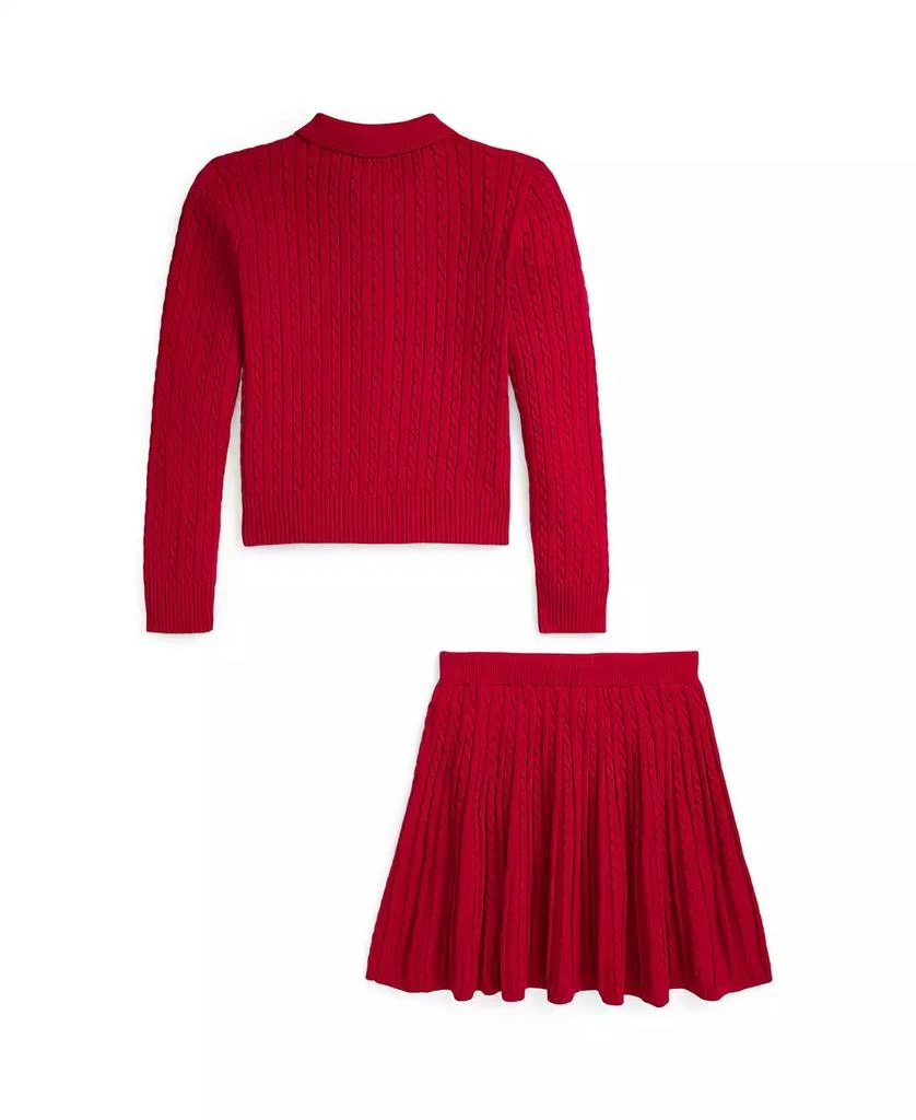 商品Ralph Lauren|Big Girls Cotton Polo Cardigan Skirt Set,价格¥611,第2张图片详细描述