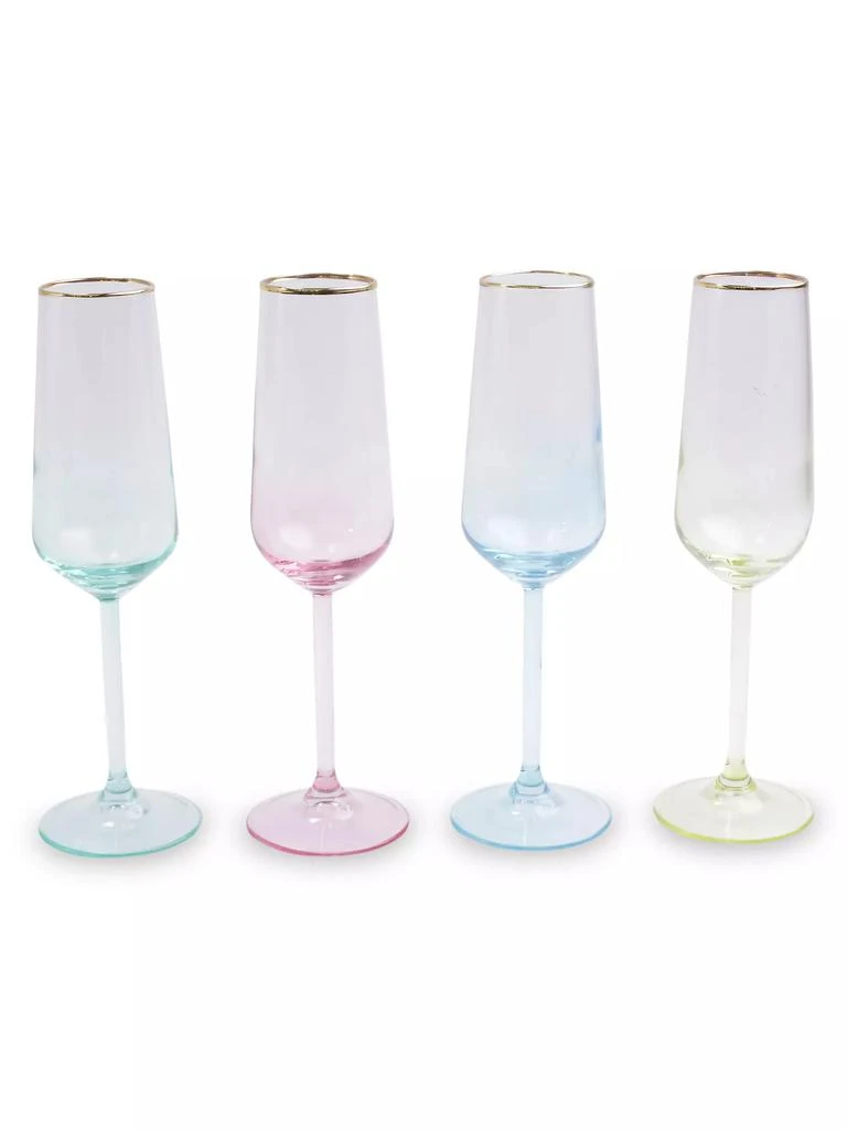 商品Vietri|Rainbow 4-Piece Champagne Flute Set,价格¥450,第1张图片