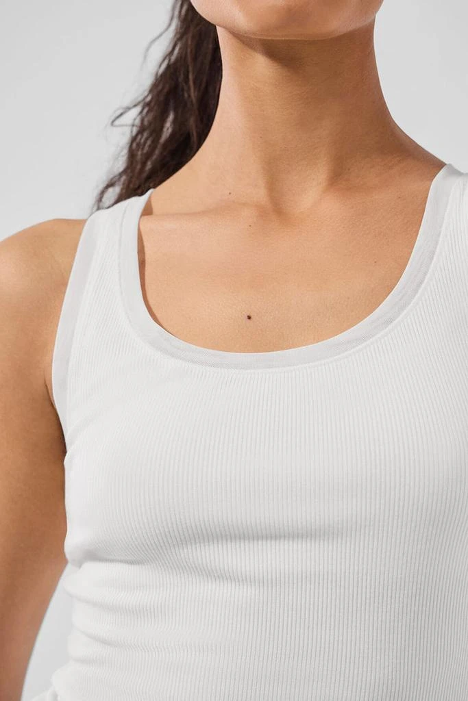 商品Alo|Ribbed Mesh Secret Tank - White,价格¥445,第4张图片详细描述