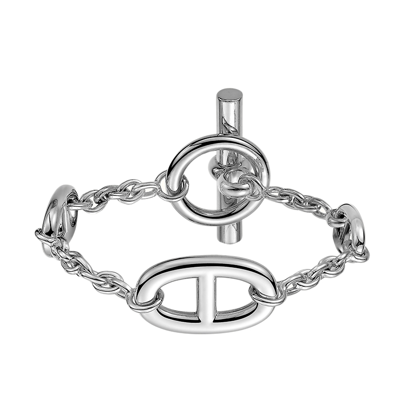  HERMES/爱马仕 经典Farandole系列 925银猪鼻子链环船锚链手链H104567B商品第1张图片规格展示