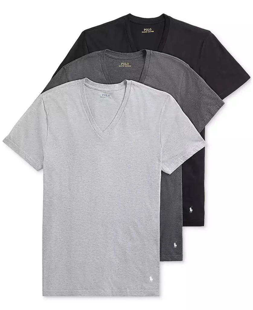 商品Ralph Lauren|Men's 3-Pack Slim-Fit Stretch V-Neck Undershirts,价格¥373,第1张图片