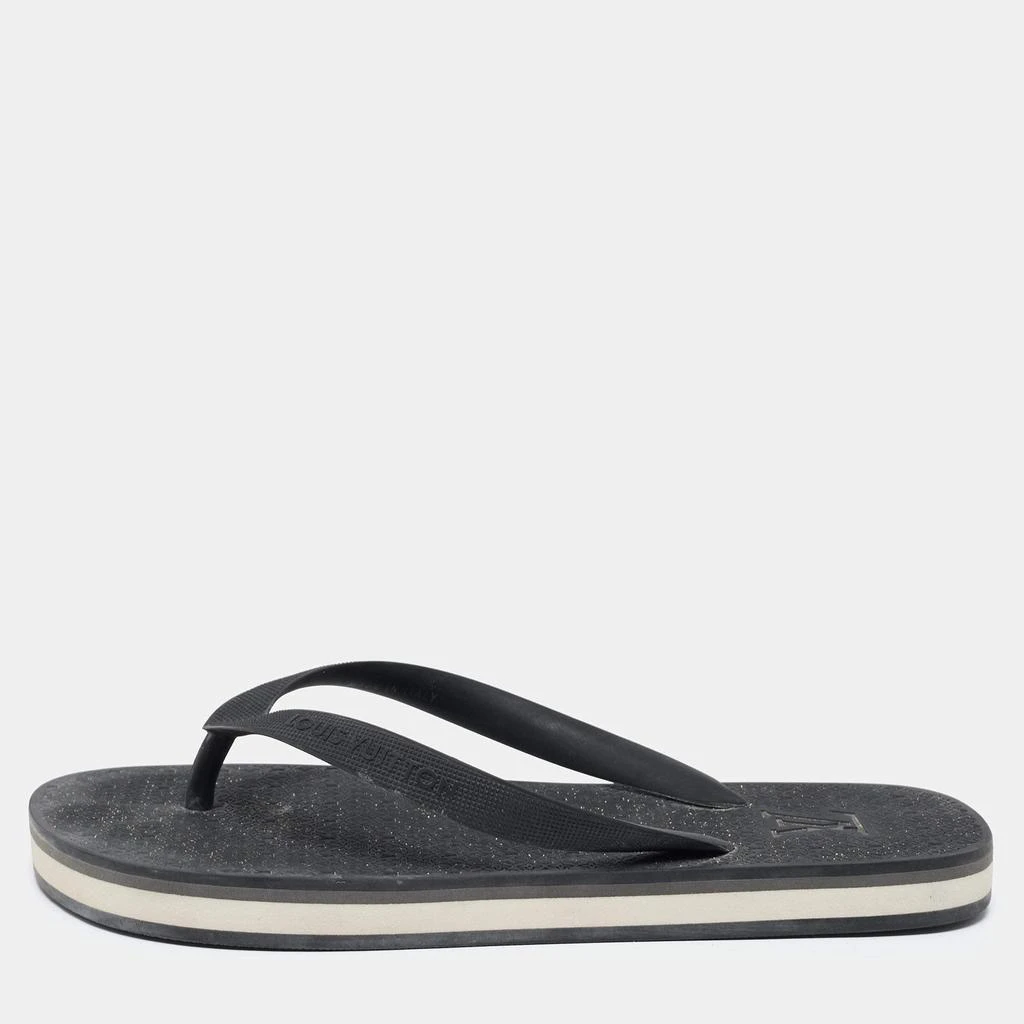 商品[二手商品] Louis Vuitton|Louis Vuitton Black Rubber Thong Flat Sandals Size  40.5,价格¥1509,第1张图片