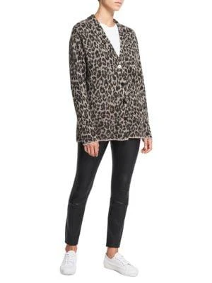 商品Theory|Leopard Print Jacquard Cardigan,价格¥479,第5张图片详细描述