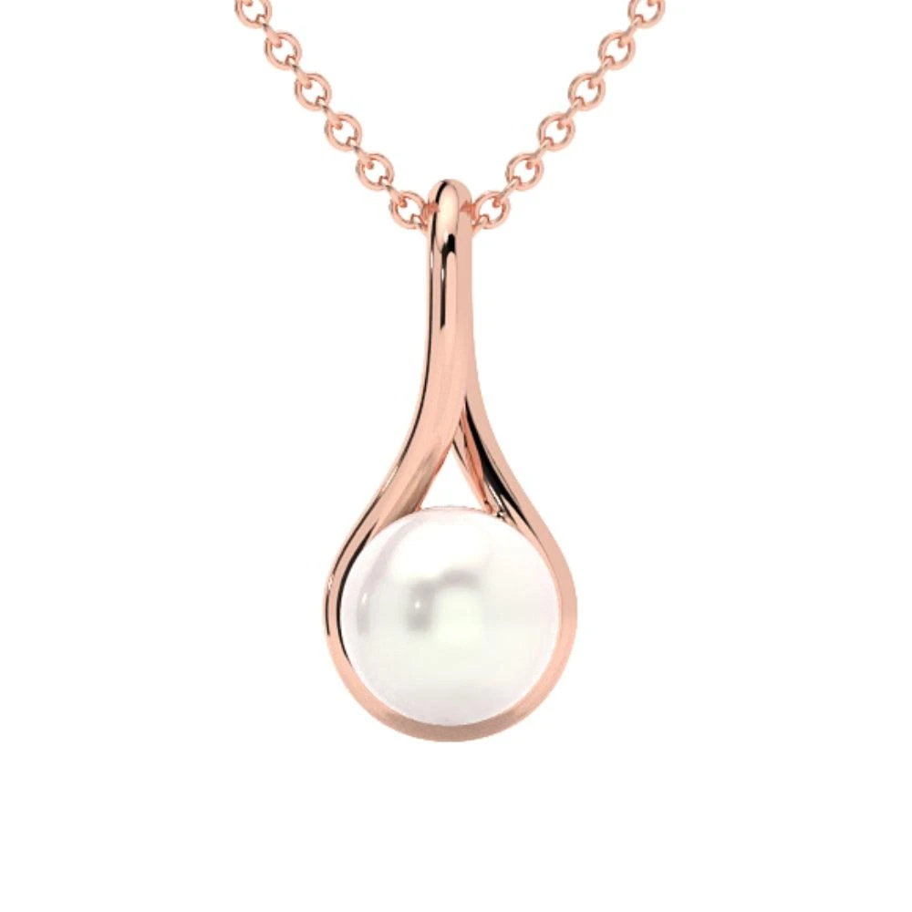 商品Pompeii3|7mm Pearl Solitaire Pendant 14k Gold 18" Necklace 18mm Tall,价格¥2381,第4张图片详细描述