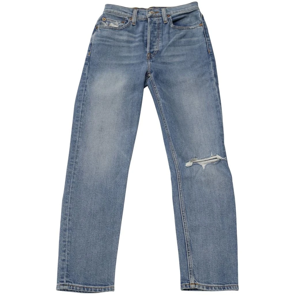 商品[二手商品] REDONE|Redone Cropped Distressed Straight Jeans in Blue Denim,价格¥1466,第1张图片